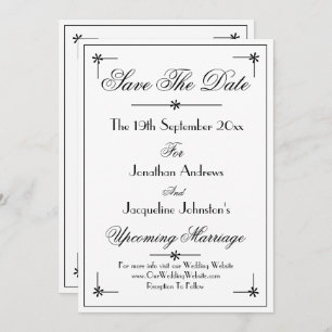 Classic Chic Romantic White Wedding  Save The Date