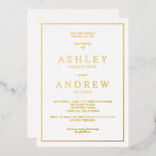 Classic chic simple elegant gold white script