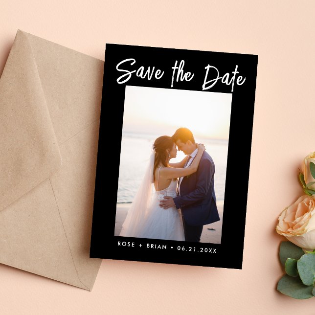 Classic Chic Statement Save The Date Photo Card (Classic chic save the date photo card shares your wedding news with timeless style.)