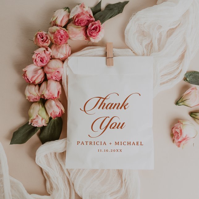 Classic Chic Terracotta Calligraphy Wedding Favour Bag (Creator Uploaded)