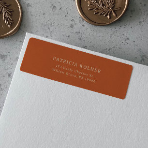 Classic Chic Terracotta Wedding Address Return Label