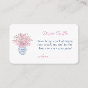 Classic Chinoiserie Baby Girl Shower Diaper Raffle Enclosure Card