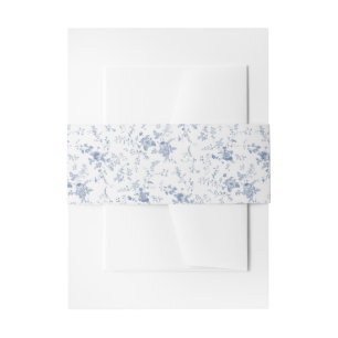 Classic Chinoiserie Blue Floral Wedding Invitation Belly Band