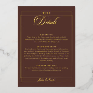 Classic Choco Brown Calligraphy Wedding Details