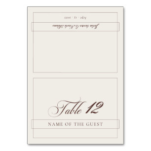 Classic Choco Brown Ivory Calligraphy Place Card