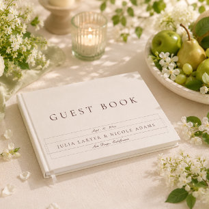 Classic Choco Brown Ivory Calligraphy Wedding Guest Book