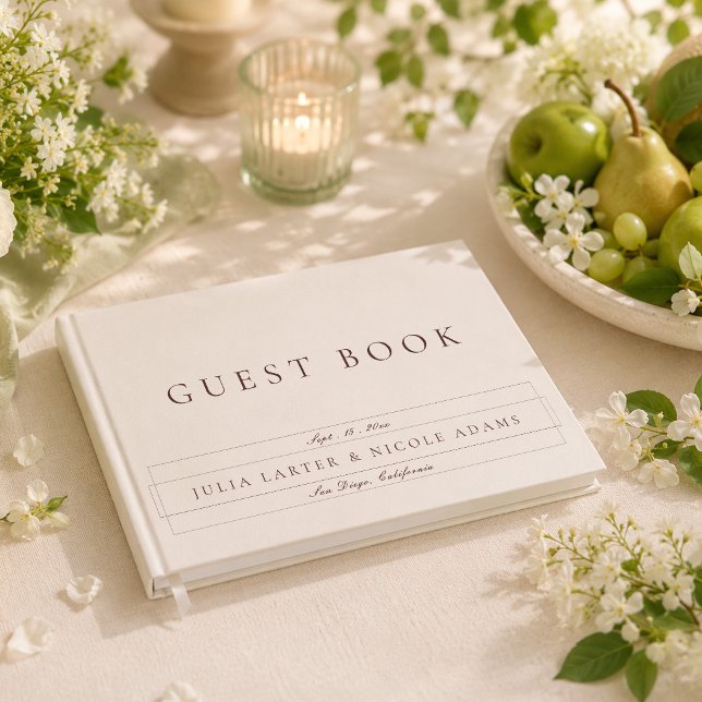 Classic Choco Brown Ivory Calligraphy Wedding Guest Book (Creator Uploaded)