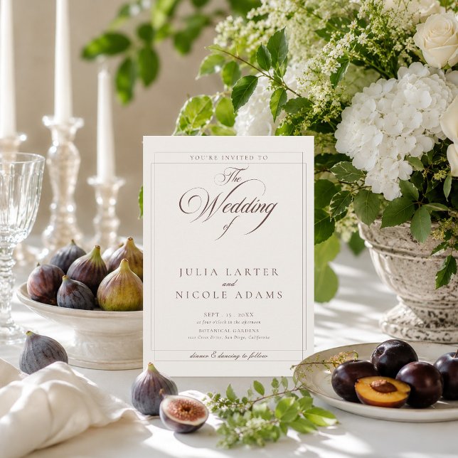 Classic Choco Ivory Calligraphy Details Wedding Invitation (Creator Uploaded)