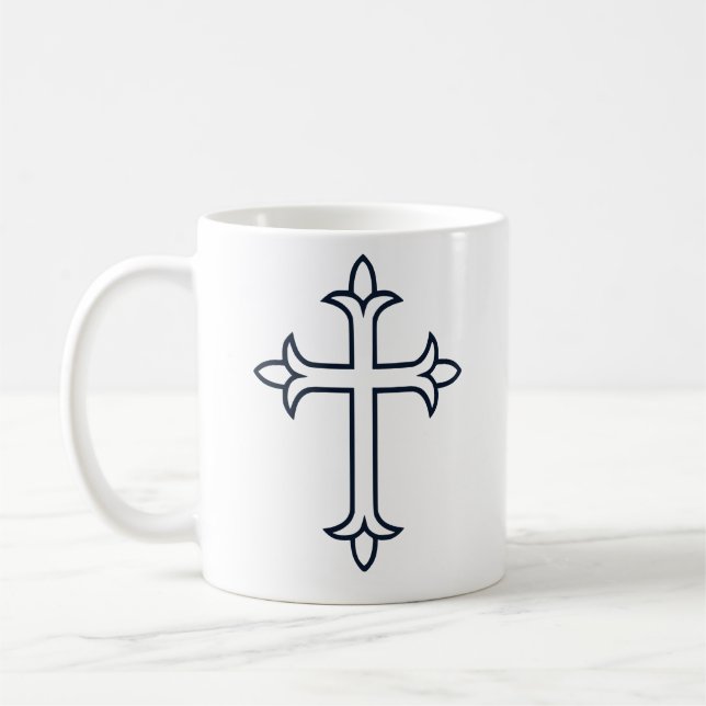 Classic Christian Cross Minimalist Fine Art Coffee Mug (Left)