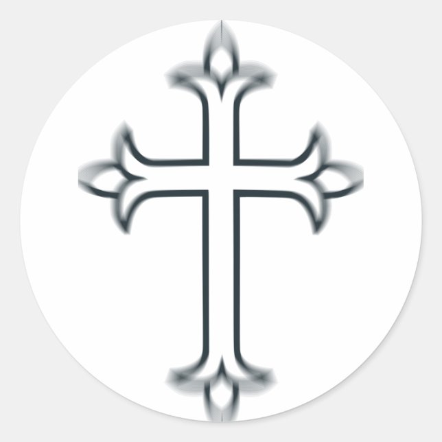 Classic Christian Cross Minimalist Fine Art Round Sticker (Front)