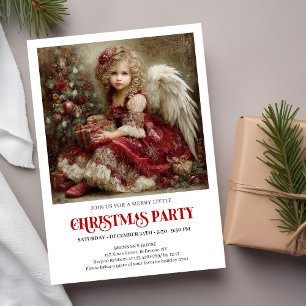 Classic Christmas Angel Invitation Red Green Gold