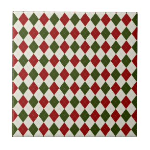 Classic Christmas Argyle Pattern Ceramic Tile