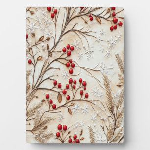 Classic Christmas Berries and Snowflakes Plaque