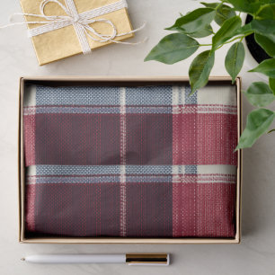 Classic Christmas Blue and Red Plaid Tissue Paper