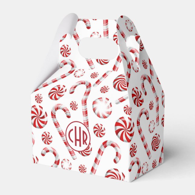 Classic Christmas Candy Cane Favour Box (Front Side)