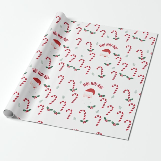 Classic Christmas Candy Cane Wrapping Paper (Unrolled)