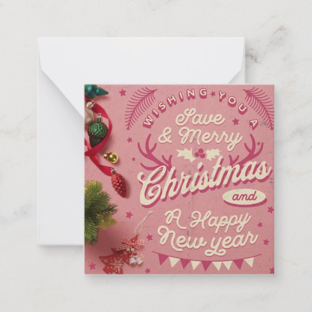 Classic Christmas Card,Wishing You a Merry Xmas Card (Front)