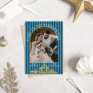 Classic Christmas Carol Christian Nativity Photo Foil Holiday Card