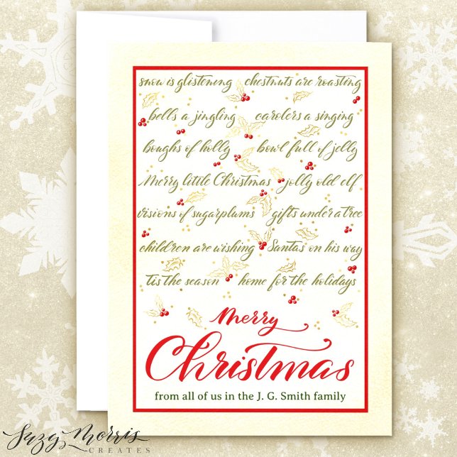 Classic Christmas Carols Flat Holiday Card (Creator Uploaded)
