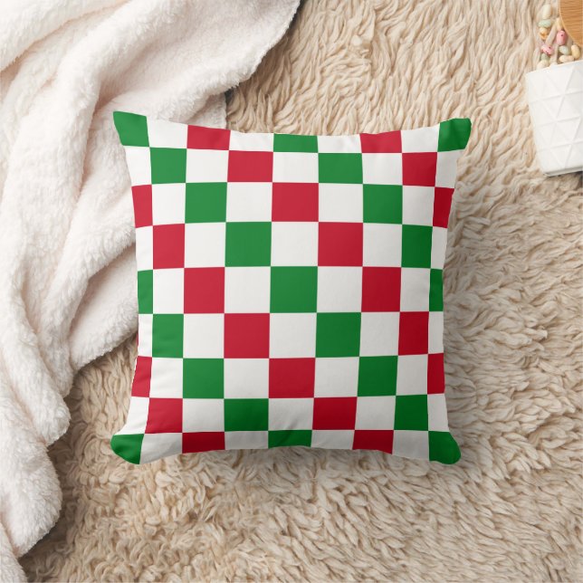 Classic Christmas Chequerboard Pattern Cushion (Blanket)