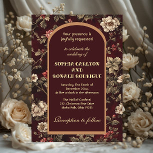 Classic Christmas Chinoiserie Romantic Wedding  Invitation