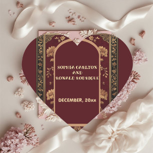 Classic Christmas Chinoiserie Traditional  Wedding Heart Sticker
