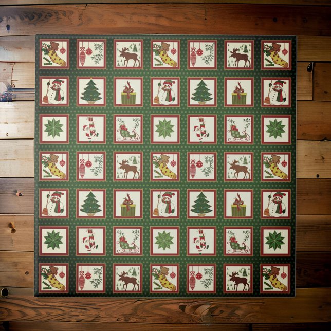 Classic Christmas Collage Icons Ceramic Tile (Creator Uploaded)