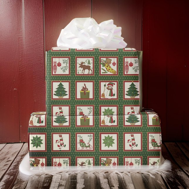 Classic Christmas Collage Icons  Wrapping Paper (Creator Uploaded)