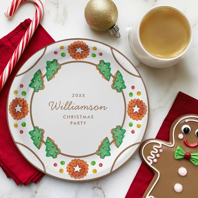 Classic Christmas Cookie Customisable Paper Plate (Christmas Cookie Paper Plate and Gingerbread Cookie)