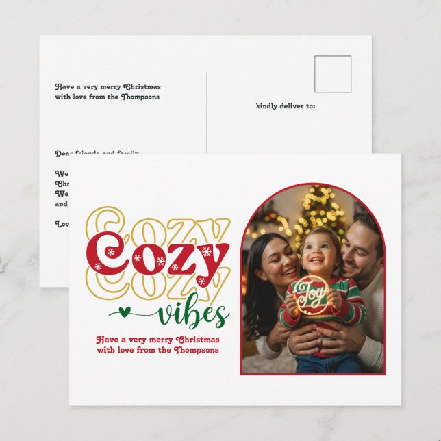 Classic Christmas Cosy Vibes Retro Christmas Photo Holiday Postcard (Front/Back)