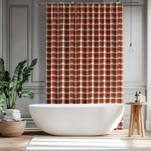 Classic Christmas Curtain Red Green Plaid Style