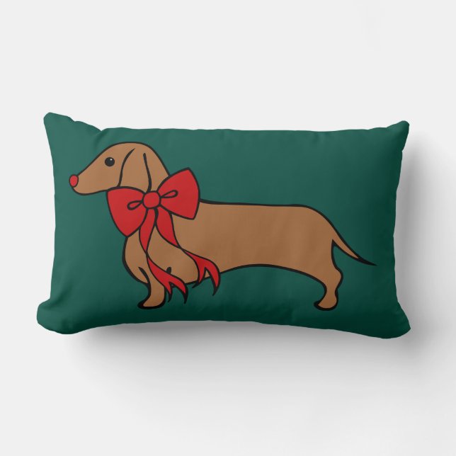  Classic Christmas Dachshund Puppy Pillow (Front)
