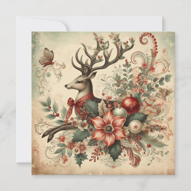 Classic Christmas Deer Greeting Card (Front)