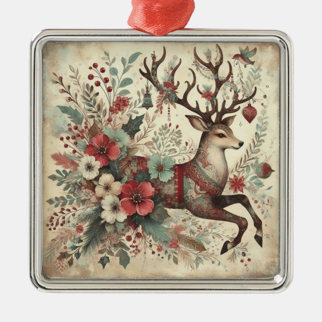 Classic Christmas Deer Ornament (Front)