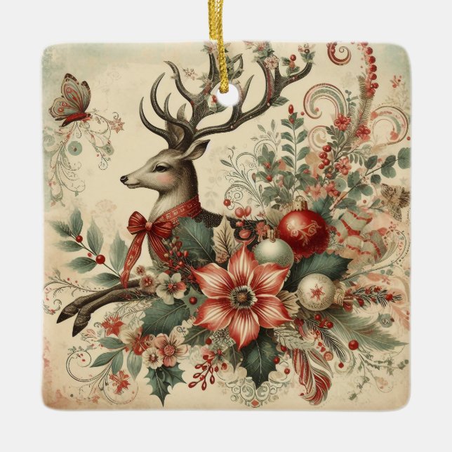 Classic Christmas Deer Ornament (Front)
