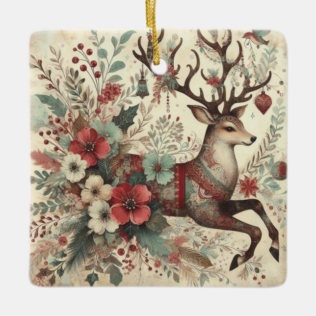 Classic Christmas Deer Ornament (Front)