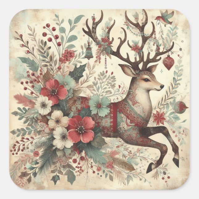 Classic Christmas Deer Stickers (Front)