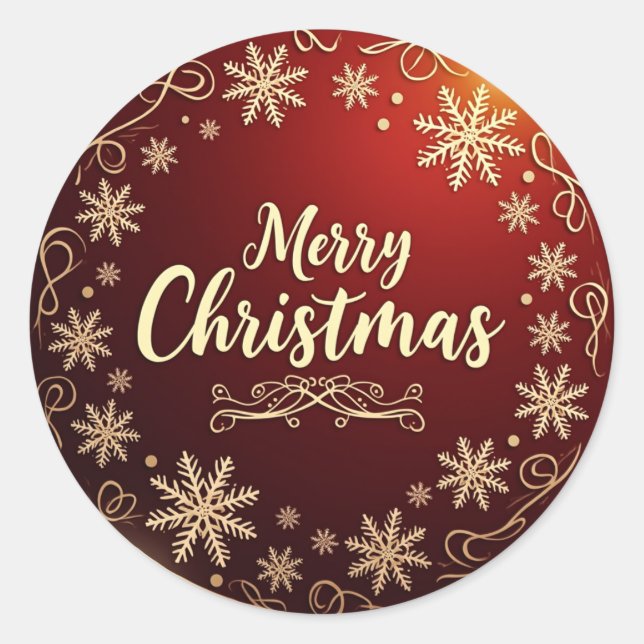 Classic Christmas Elegance Round Sticker (Front)