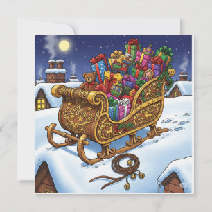 Classic Christmas Eve: Santa's Sleigh on a Snowy R Invitation
