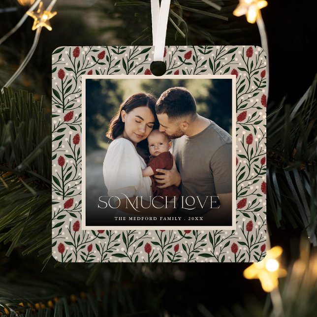 Classic Christmas Floral Frame Photo Metal Tree Decoration (Creator Uploaded)