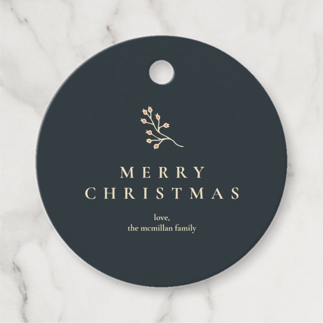 Classic Christmas Floral Pattern Gift Tag (Front)