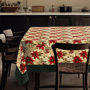 Classic Christmas Flowers Tablecloth Cozy Style