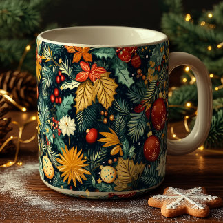 Classic Christmas foliage with red ornaments Coffee Mug