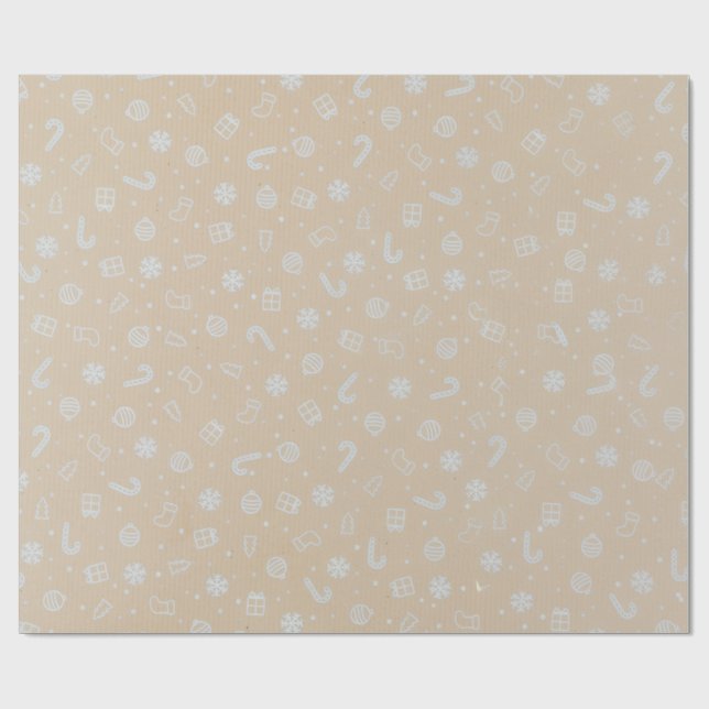 Classic Christmas Gift Wrap, Kraft Background Wrapping Paper (Flat)