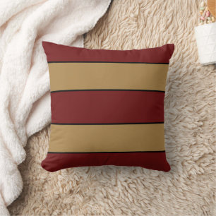 Classic Christmas Gold And Red Stripes Cushion