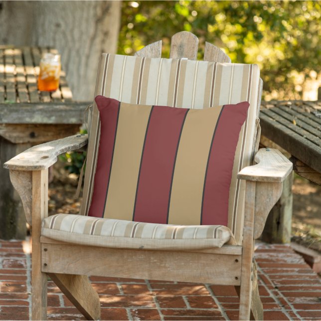 Classic Christmas Gold And Red Stripes Cushion (Chair)