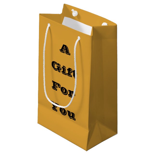 Classic Christmas Gold Fall Winter Solid Colour Small Gift Bag (Front Angled)