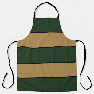 Classic Christmas Green And Gold Stripes Apron