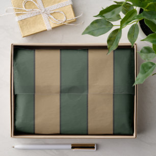 Classic Christmas Green And Gold Stripes Tissue Paper
