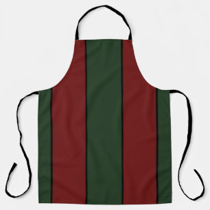 Classic Christmas Green And Red Stripes Apron